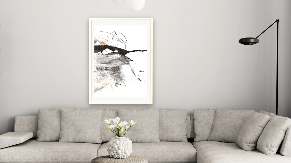Crush 3 by Dan Hobday, shown at 28 × 42 in (71.1 × 106.7 cm) in Ramino Opaque White, living