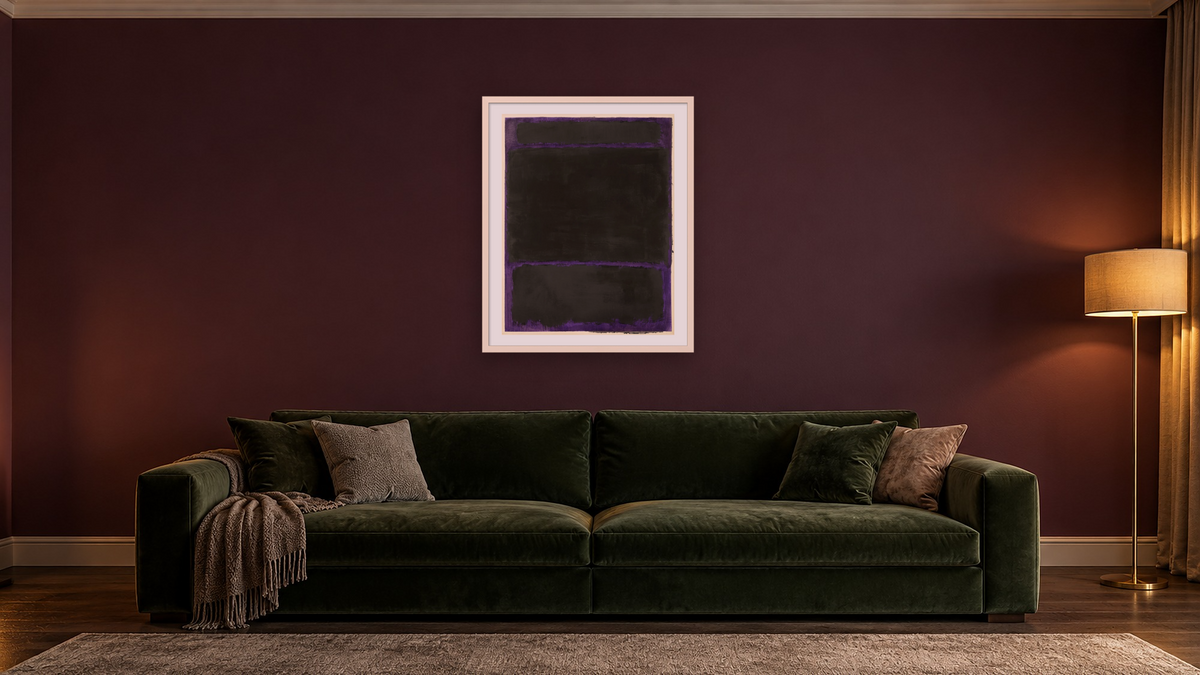 Untitled by Mark Rothko, shown at 32 × 40 in (81.3 × 101.6 cm) in Ramino Opaque White, den