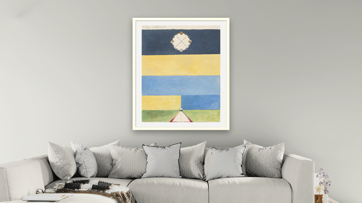 Series VII, No. 3, Appendix d. by Hilma af Klint, shown at 32 × 40 in (81.3 × 101.6 cm) in Ramino Opaque White, living