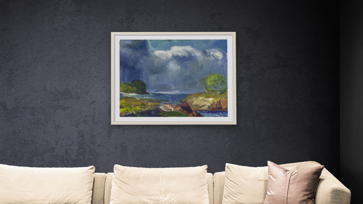 The Coming Storm by George Wesley Bellows, shown at 32 × 40 in (81.3 × 101.6 cm) in Ramino Opaque White, living