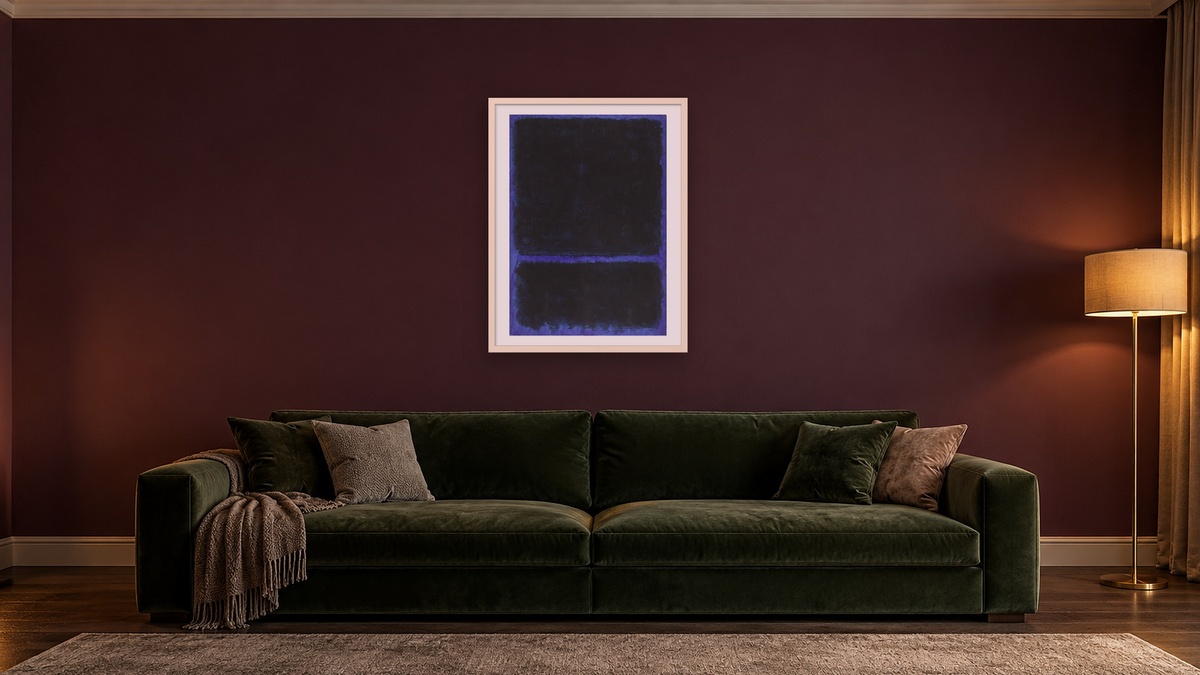 Untitled by Mark Rothko, shown at 30 × 40 in (76.2 × 101.6 cm) in Ramino Opaque White, den