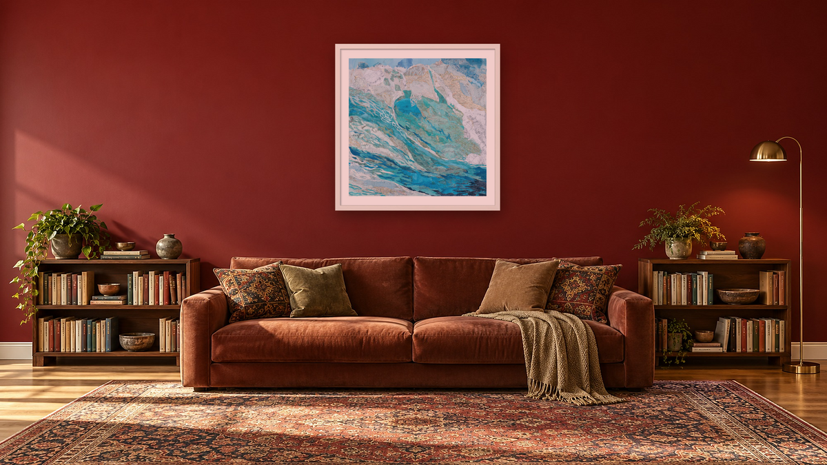 Ocean Wave 2 by Marcie Ojeda, shown at 32 × 32 in (81.3 × 81.3 cm) in Ramino Opaque White, library