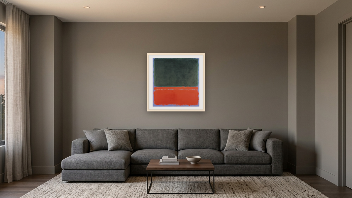 Green, Red, Blue by Mark Rothko, shown at 32 × 32 in (81.3 × 81.3 cm) in Ramino Opaque White, media room