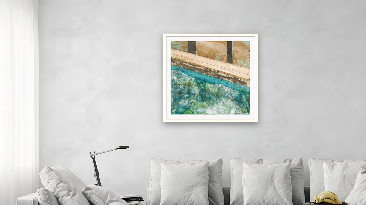 Deep Plunge by Dobee Snowber, shown at 32 × 32 in (81.3 × 81.3 cm) in Ramino Opaque White, living