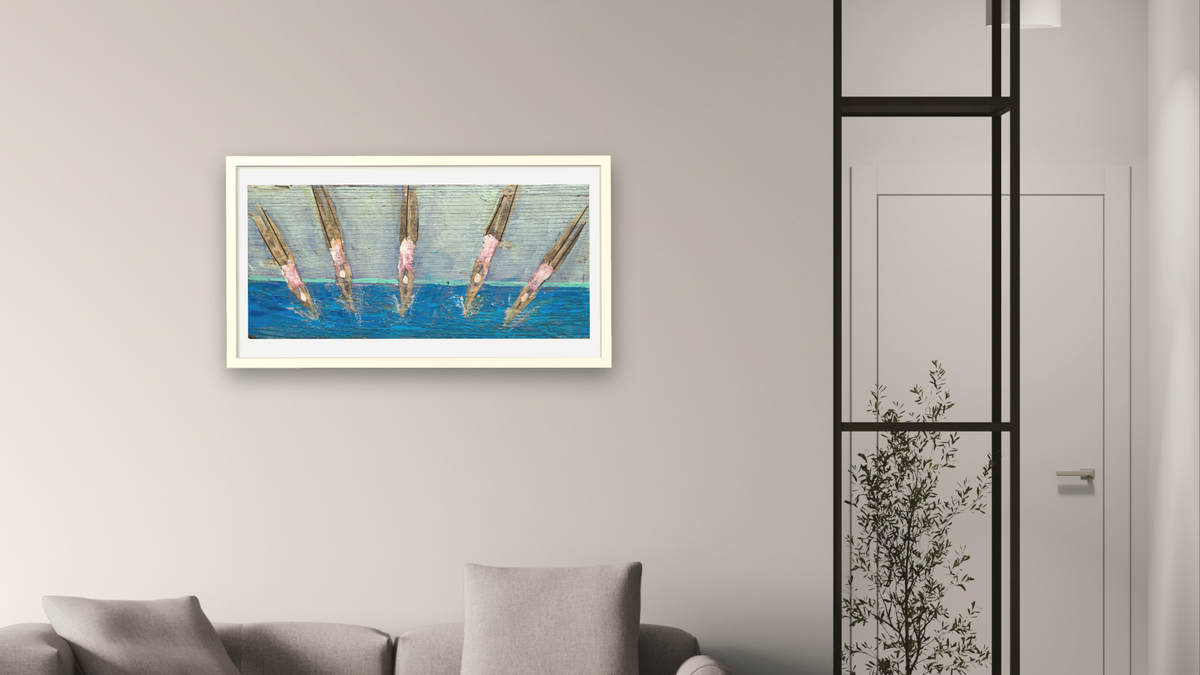 Entry Points by Dobee Snowber, shown at 20 × 40 in (50.8 × 101.6 cm) in Ramino Opaque White, living