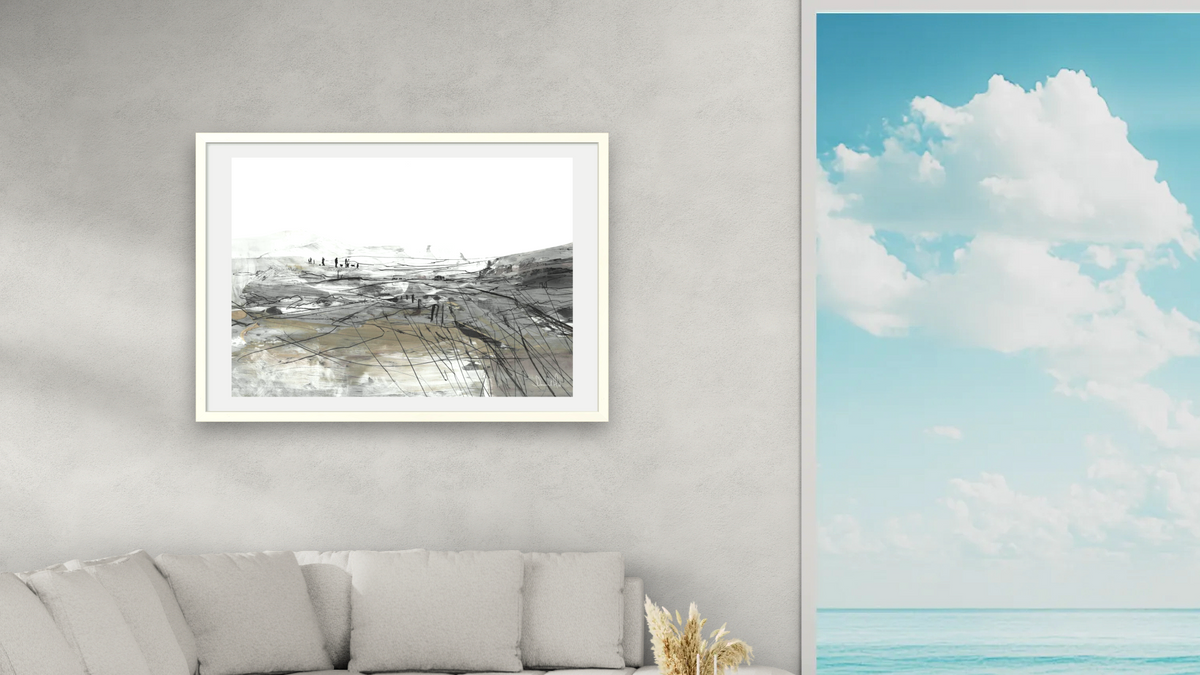 Coast by Dan Hobday, shown at 28 × 42 in (71.1 × 106.7 cm) in Ramino Opaque White, living