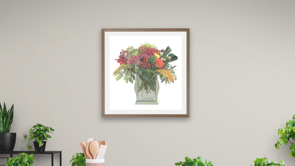 Organic Bouquet by Kirsten Söderlind, shown at 32 × 32 in (81.3 × 81.3 cm) in Arber Light Walnut, dining