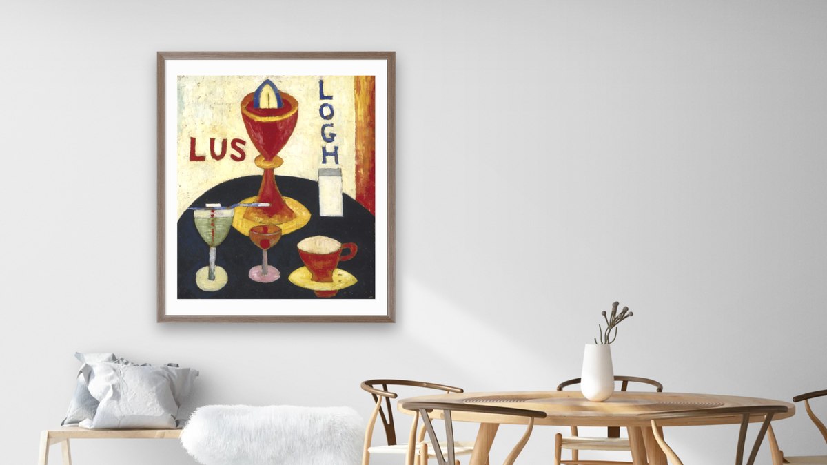 Handsome Drinks by Marsden Hartley, shown at 32 × 40 in (81.3 × 101.6 cm) in Arber Light Walnut, dining