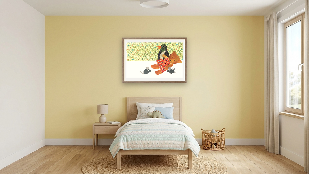 Alexander and the Wind-Up Mouse I by Leo Lionni, shown at 28 × 42 in (71.1 × 106.7 cm) in Arber Light Walnut, kids' room