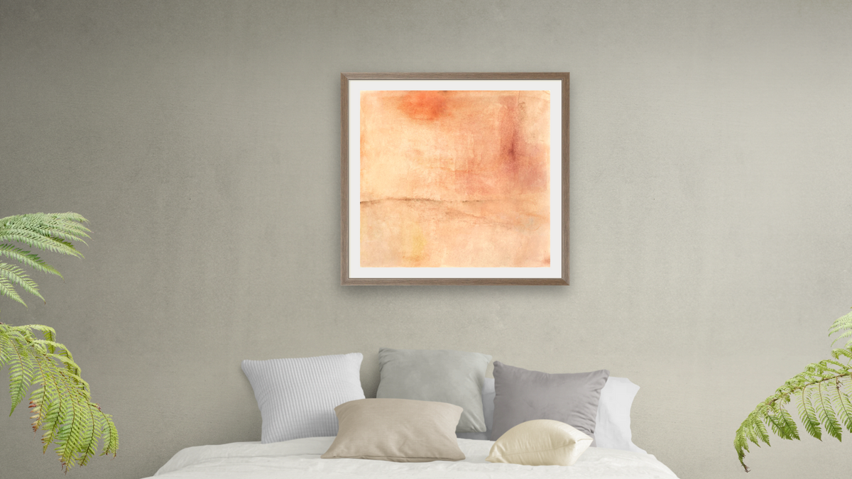 No. 336 by Michelle Oppenheimer, shown at 32 × 32 in (81.3 × 81.3 cm) in Arber Light Walnut, bedroom