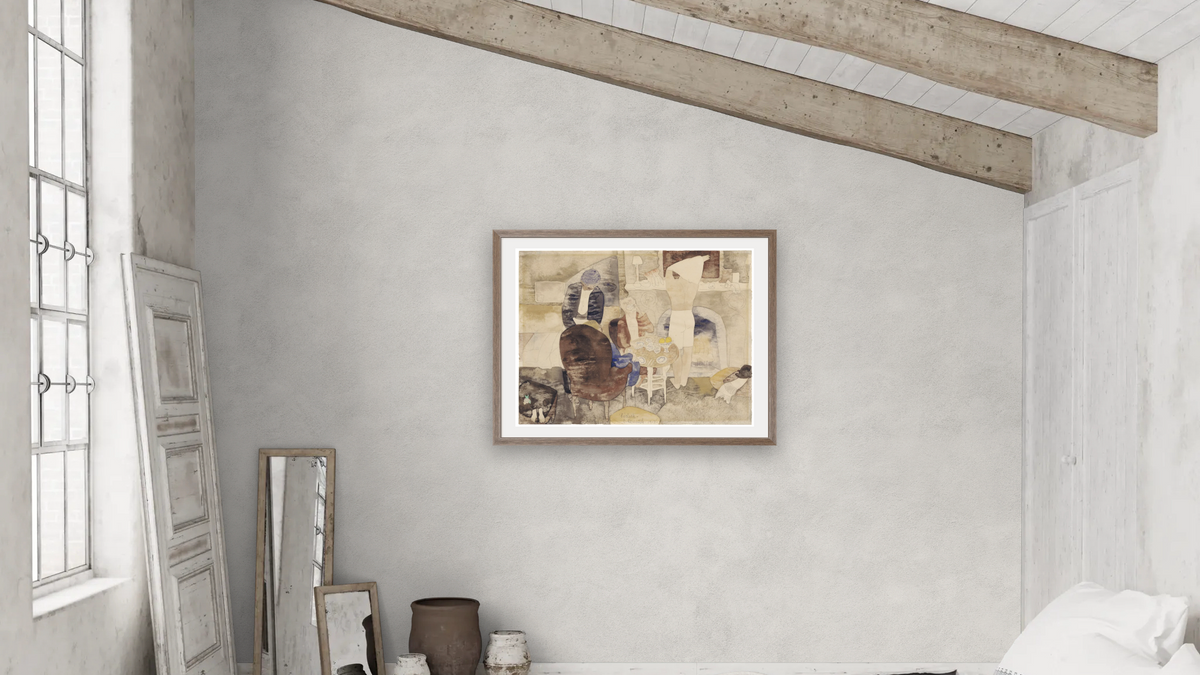 Eight O'Clock (Evening) by Charles Demuth, shown at 30 × 40 in (76.2 × 101.6 cm) in Arber Light Walnut, bedroom