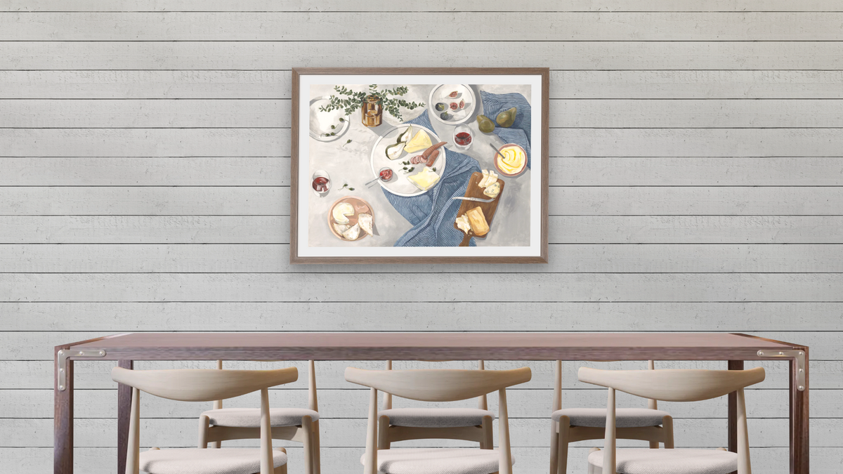 Any Day Any Time After Twelve by Catherine Gerke, shown at 30 × 40 in (76.2 × 101.6 cm) in Arber Light Walnut, dining