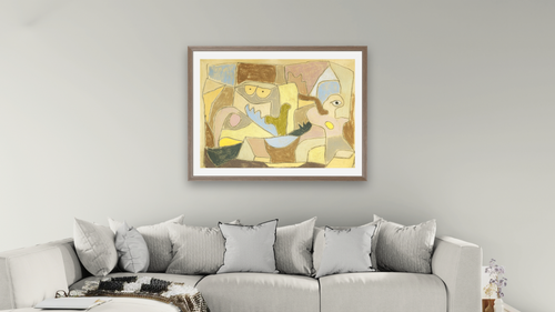 ...True Also for Plants by Paul Klee, shown at 30 × 40 in (76.2 × 101.6 cm) in Arber Light Walnut, living [arteriel-render:v6:room_a:30x40@50,36]