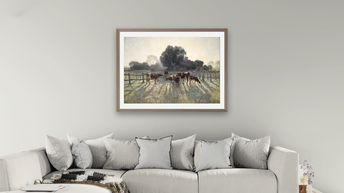 Spring frost by Elioth Gruner, shown at 30 × 40 in (76.2 × 101.6 cm) in Arber Light Walnut, living
