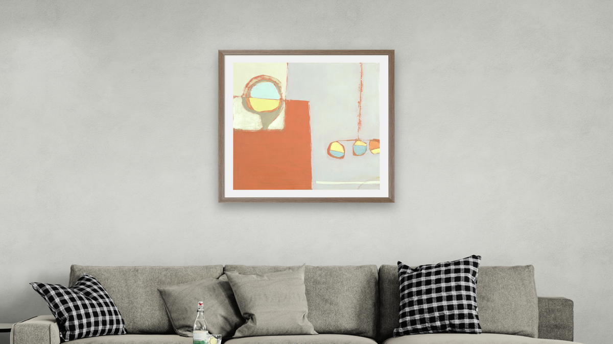 Heyday 2, shown at 32 × 32 in (81.3 × 81.3 cm) in Arber Light Walnut, living