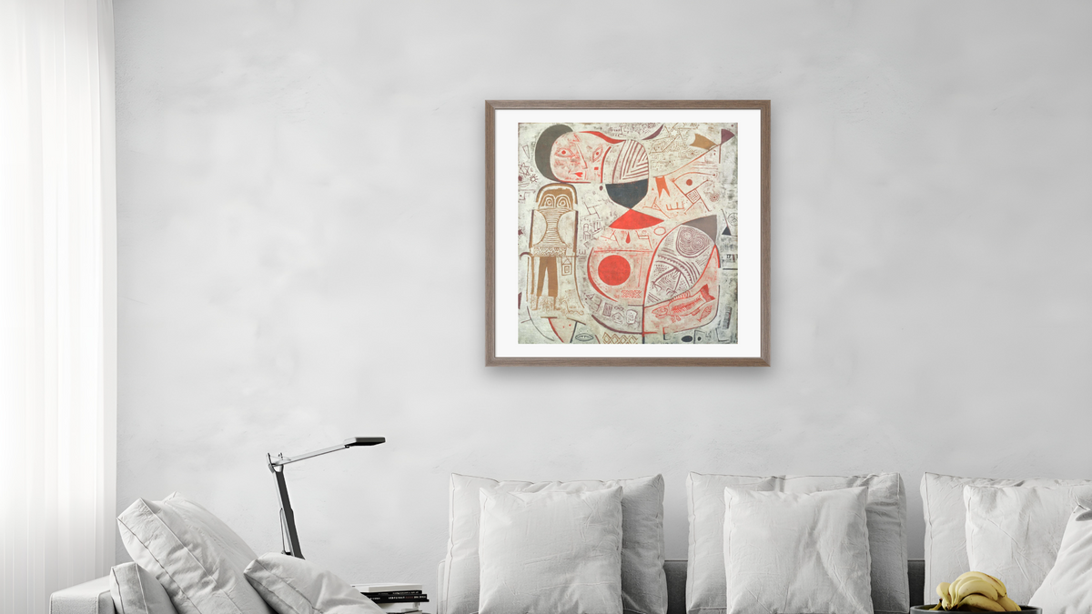 Printed Sheet with Picture by Paul Klee, shown at 32 × 32 in (81.3 × 81.3 cm) in Arber Light Walnut, living