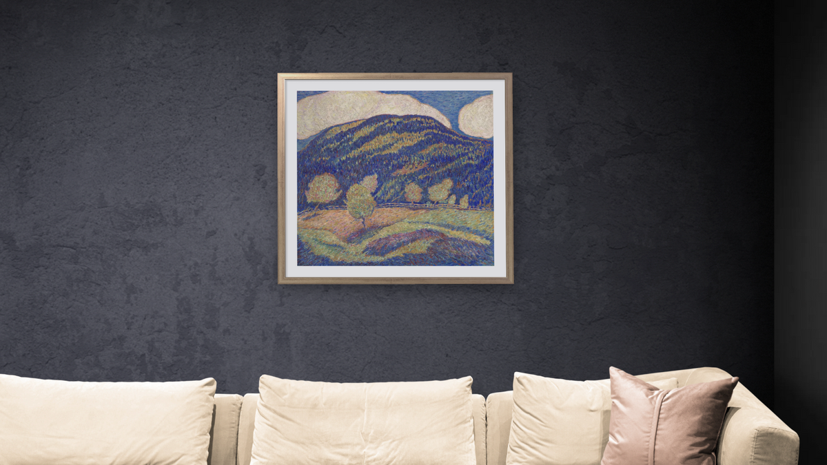 Silence of High Noon - Midsummer by Marsden Hartley, shown at 32 × 32 in (81.3 × 81.3 cm) in Ramino Night Silver, living