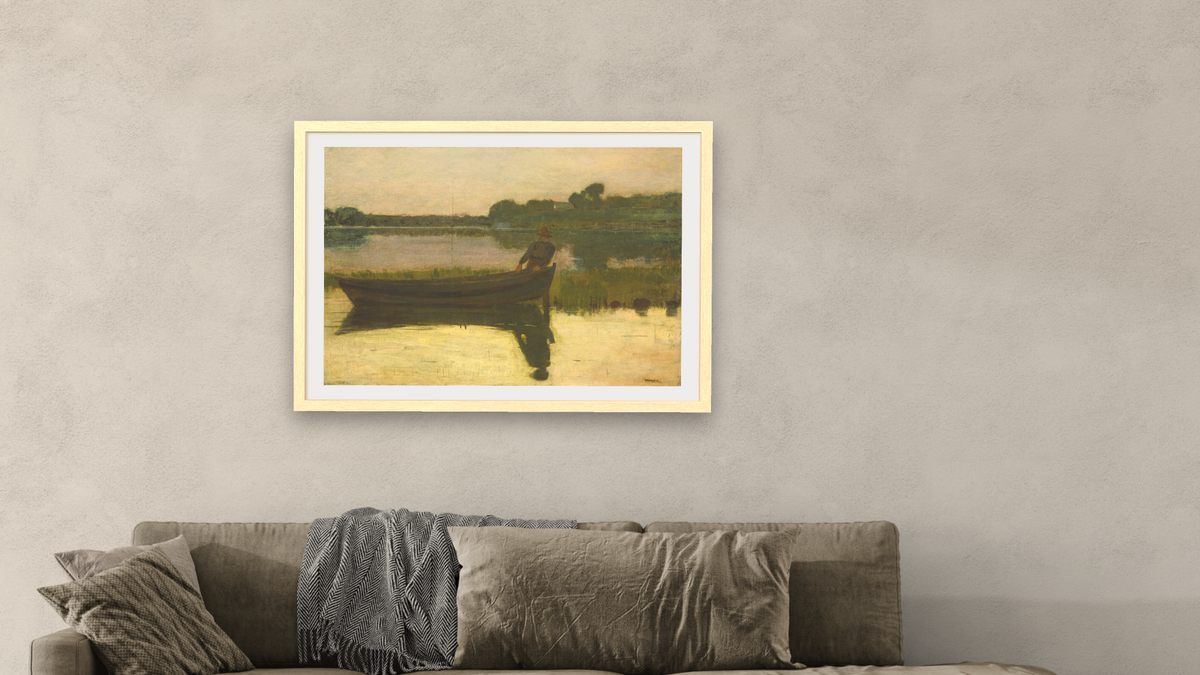 Sunset by Winslow Homer, shown at 28 × 42 in (71.1 × 106.7 cm) in Arber Natural, living