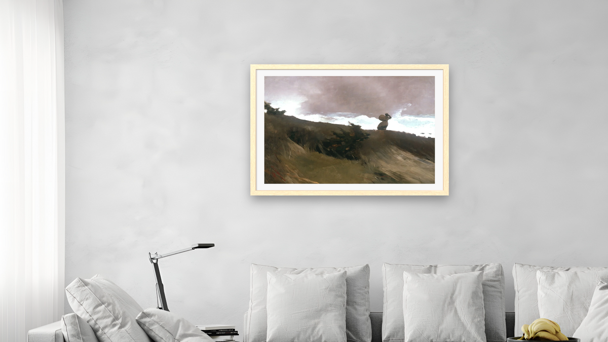 The West Wind by Winslow Homer, shown at 28 × 42 in (71.1 × 106.7 cm) in Arber Natural, living