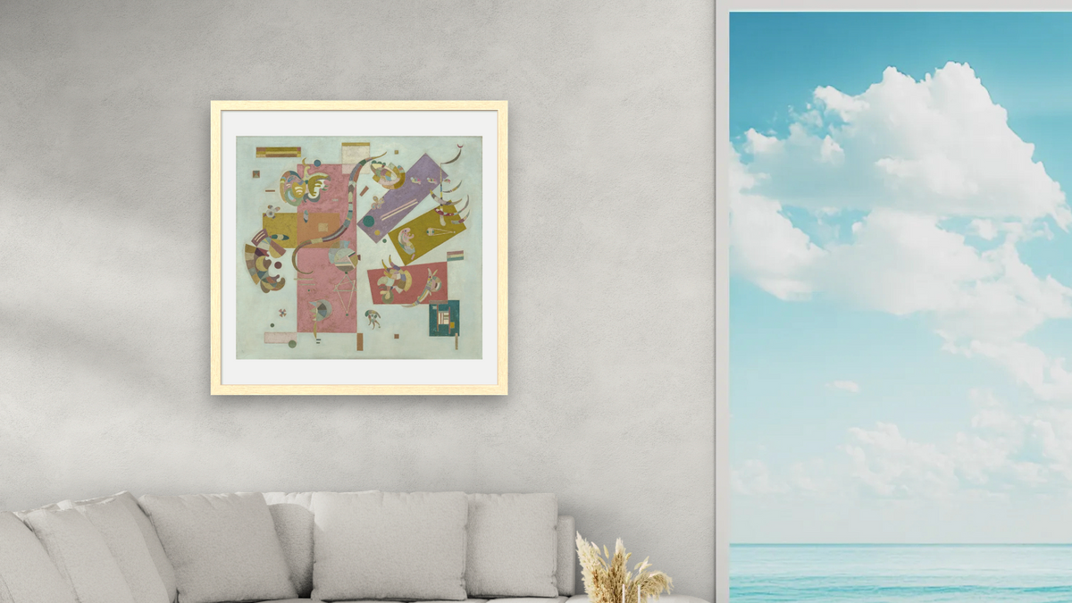 Blue World, shown at 32 × 32 in (81.3 × 81.3 cm) in Arber Natural, living