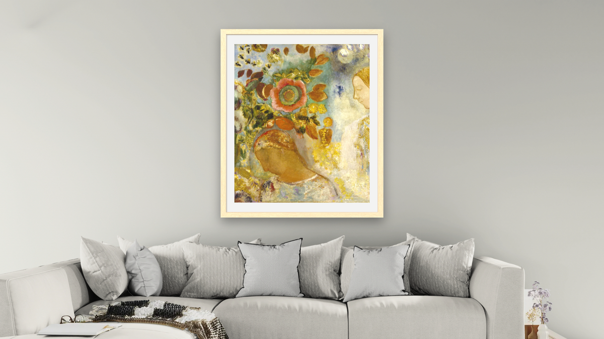 Two Young Girls among Flowers, 1912 by Odilon Redon, shown at 32 × 40 in (81.3 × 101.6 cm) in Arber Natural, living