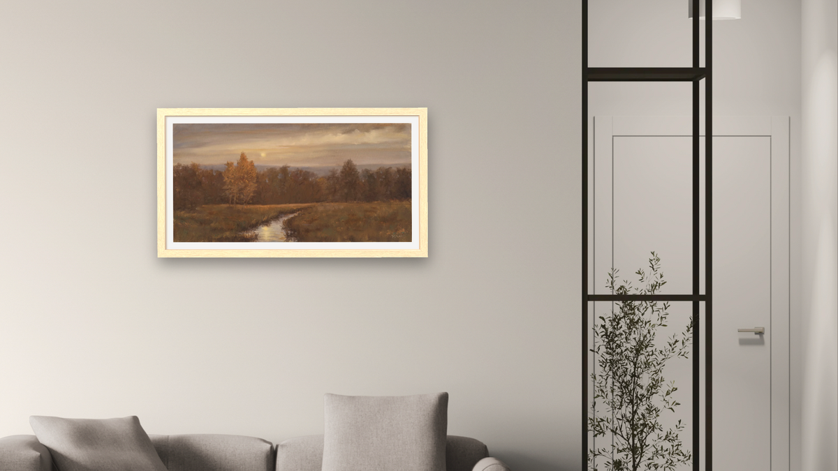 Moonlit by Donald Darst, shown at 20 × 40 in (50.8 × 101.6 cm) in Arber Natural, living