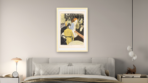 A Bullier Illustration by Demetrios Galanis, shown at 28 × 42 in (71.1 × 106.7 cm) in Arber Natural, bedroom [arteriel-render:v6:room_a:28x42@49,36]