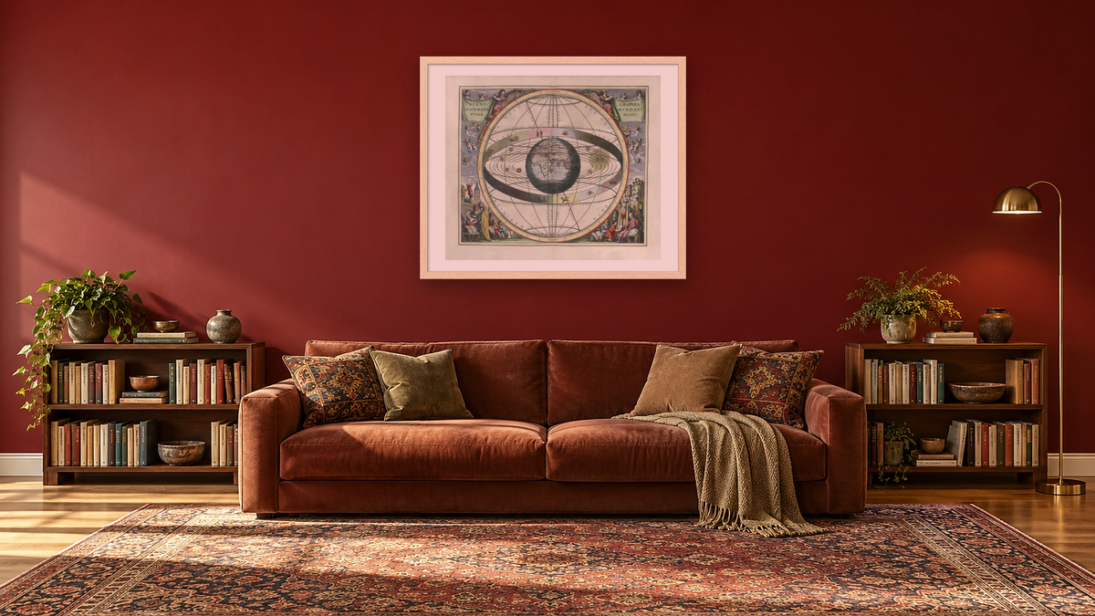 Plate 2 from Harmonia Macrocosmica by Andreas Cellarius, shown at 32 × 40 in (81.3 × 101.6 cm) in Arber Natural, library