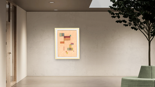 Abstract Construction, from Will Grohmann's book "Kandinsky" by Wassily Kandinsky, shown at 30 × 40 in (76.2 × 101.6 cm) in Arber Natural, office [arteriel-render:v6:room_a:30x40@43,50]
