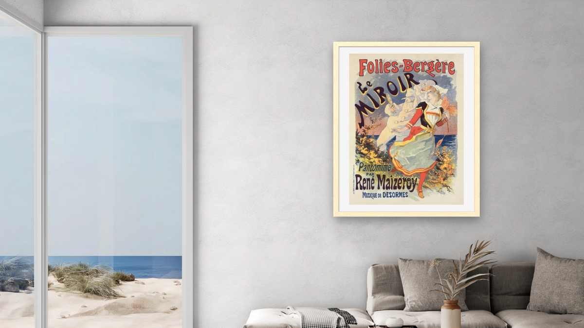 les Folies-Bergère "Le Miroir", from Les Maîtres de l'affiche, Volume 4 by Jules Chéret, shown at 30 × 40 in (76.2 × 101.6 cm) in Arber Natural, living