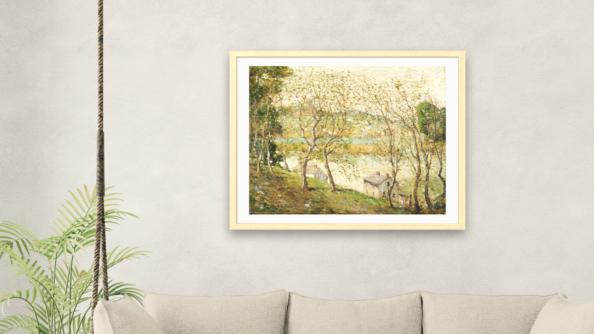 Springtime, Harlem River by Ernest Lawson, shown at 32 × 40 in (81.3 × 101.6 cm) in Arber Natural, living