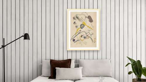 Abstract Composition by Wassily Kandinsky, shown at 30 × 40 in (76.2 × 101.6 cm) in Arber Natural, living [arteriel-render:v6:room_a:30x40@57,36]