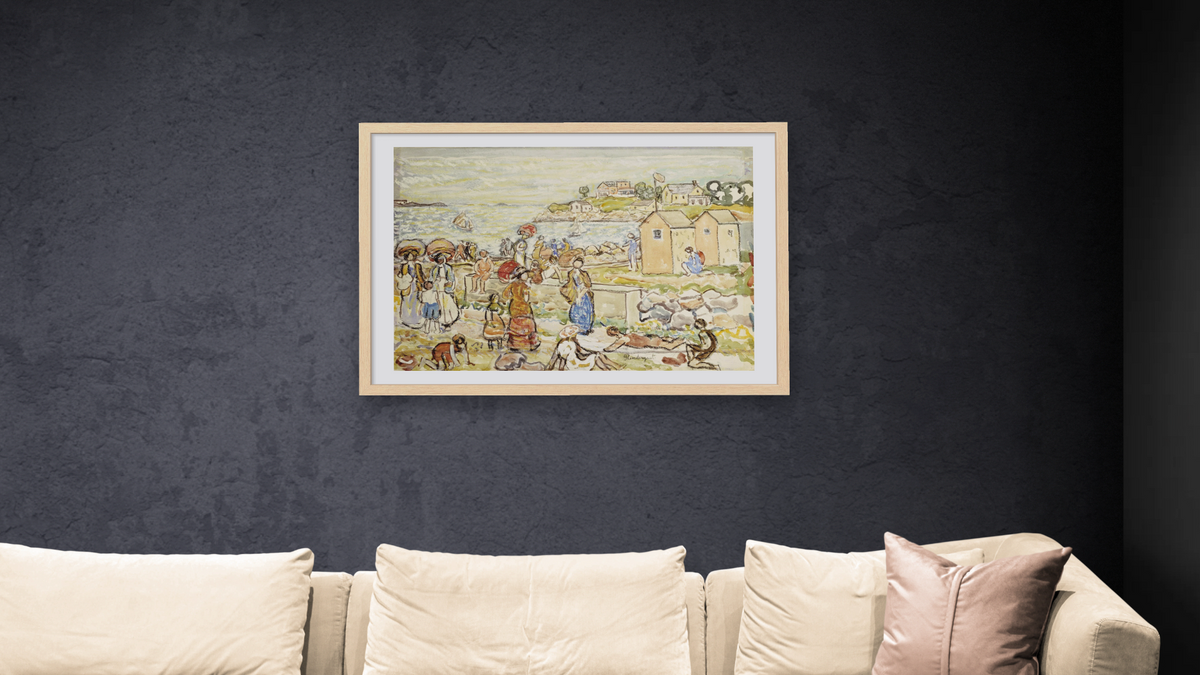 Bathers and Strollers at Marblehead by Maurice Brazil Prendergast, shown at 28 × 42 in (71.1 × 106.7 cm) in Arber Natural, living