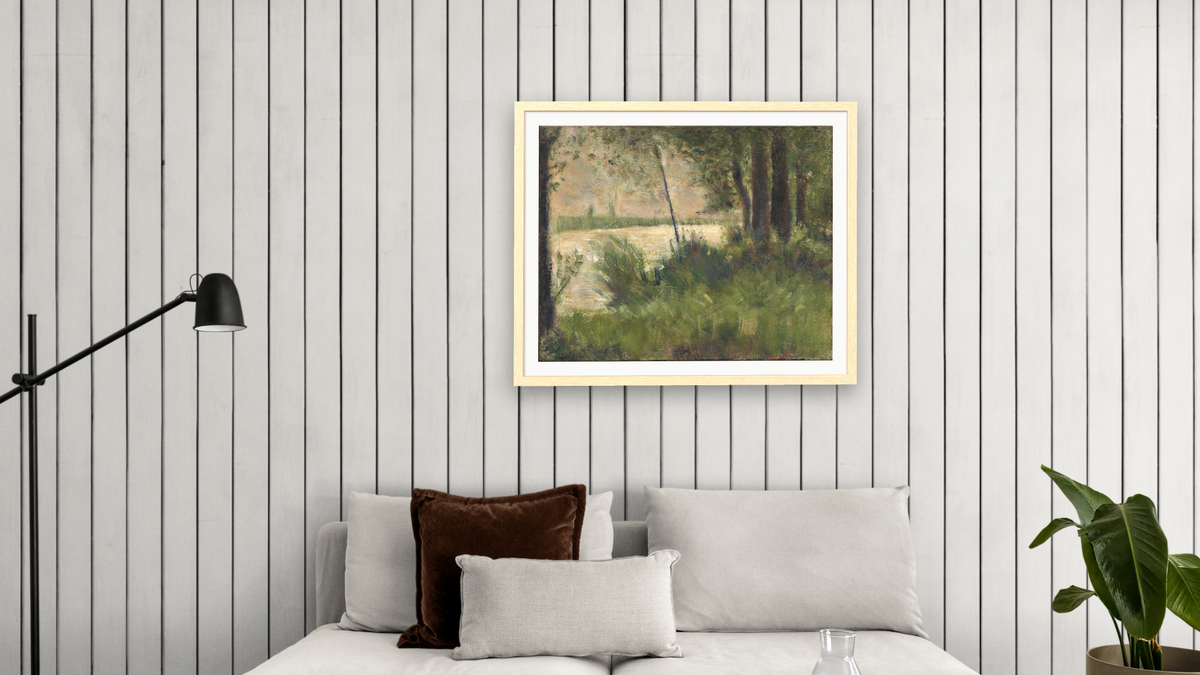 Grassy Riverbank by Georges Seurat, shown at 32 × 40 in (81.3 × 101.6 cm) in Arber Natural, living