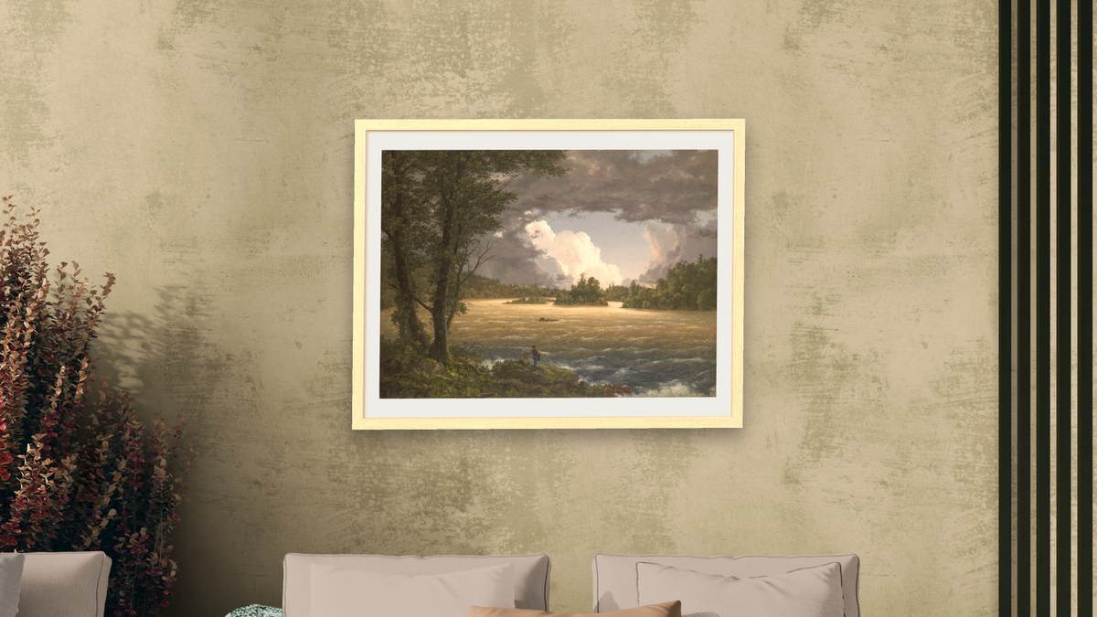 Rapids of the Susquehanna by Frederic Edwin Church, shown at 30 × 40 in (76.2 × 101.6 cm) in Arber Natural, living