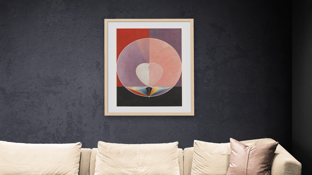 Group IX/UW, The Dove, no 2 by Hilma af Klint, shown at 32 × 40 in (81.3 × 101.6 cm) in Arber Natural, living