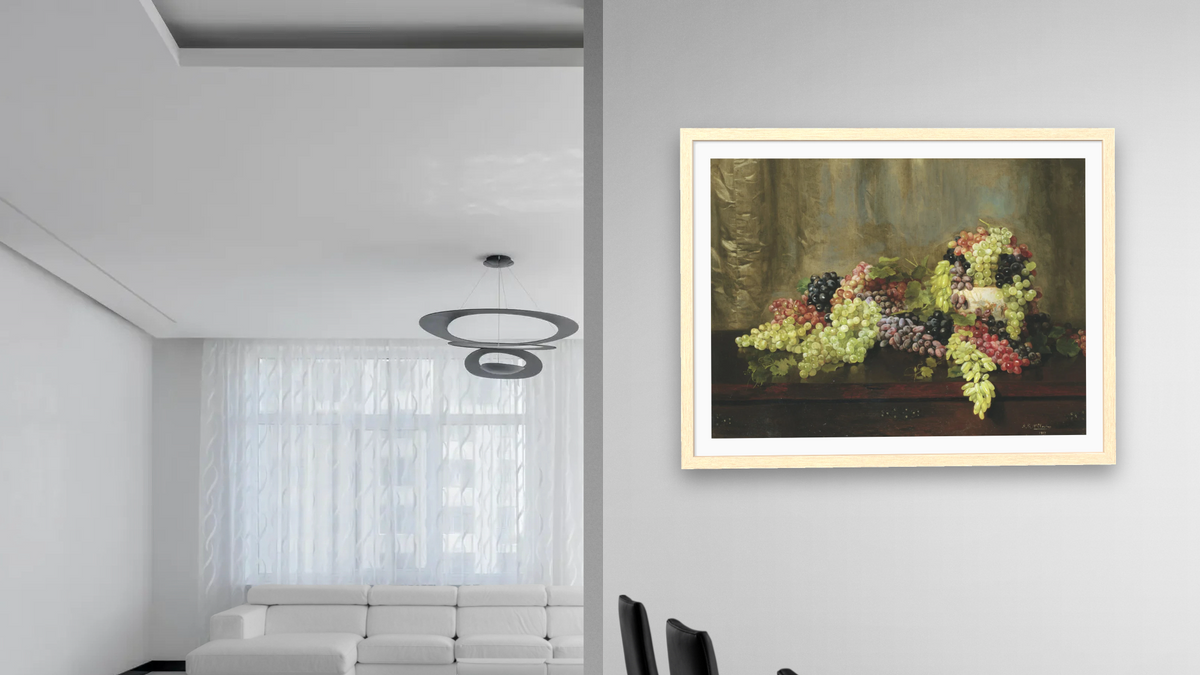 Grapes by Alberta Binford McCloskey, shown at 30 × 40 in (76.2 × 101.6 cm) in Arber Natural, dining