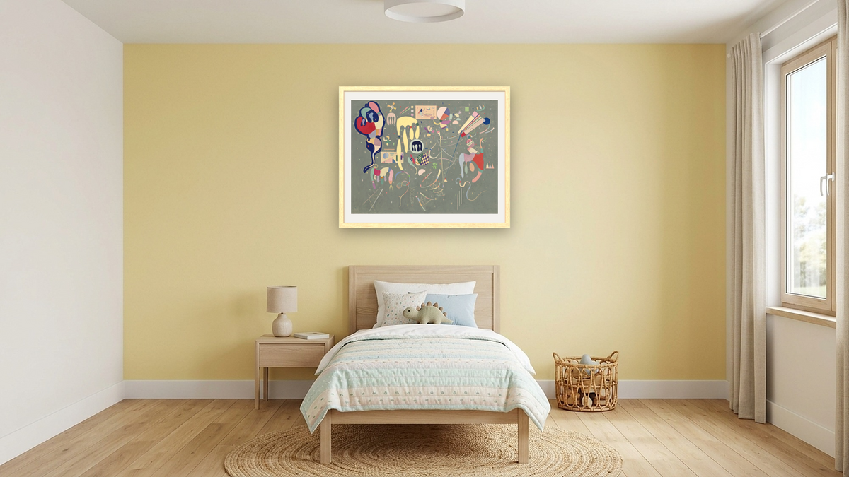 Various Actions, shown at 32 × 40 in (81.3 × 101.6 cm) in Arber Natural, kids' room