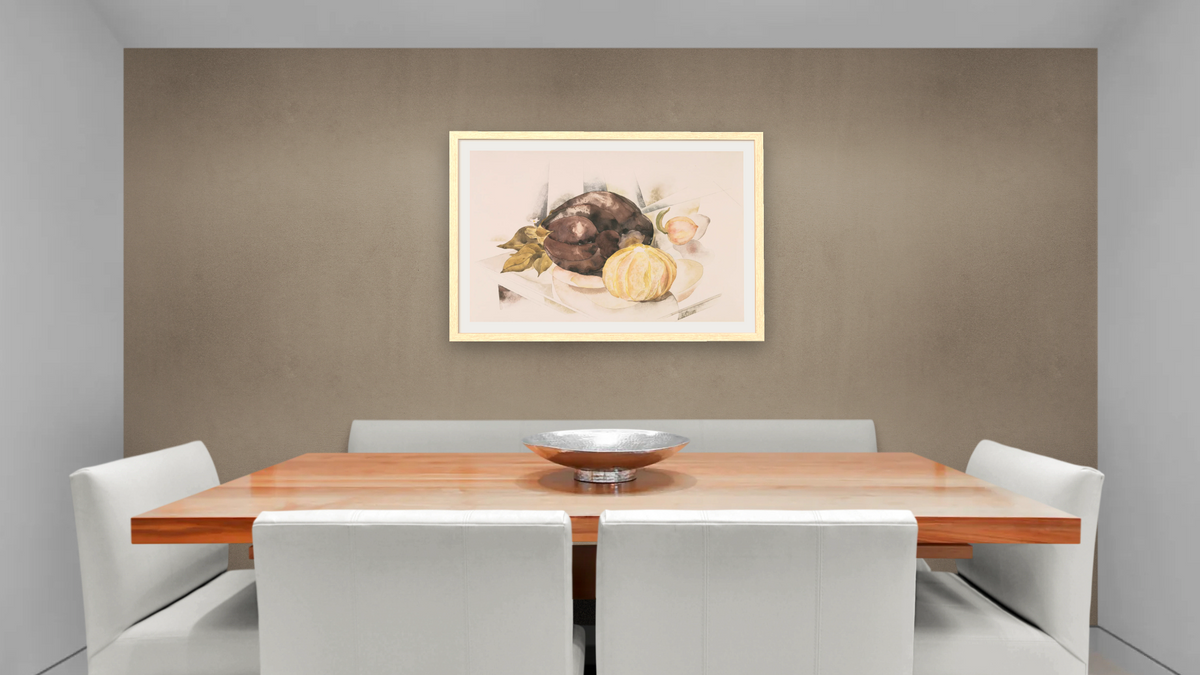 Eggplant by Charles Demuth, shown at 28 × 42 in (71.1 × 106.7 cm) in Arber Natural, dining