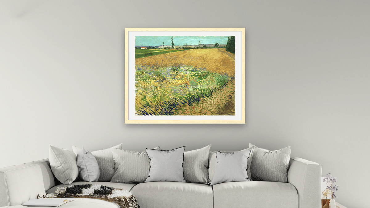 Wheatfield by Vincent van Gogh, shown at 32 × 40 in (81.3 × 101.6 cm) in Arber Natural, living
