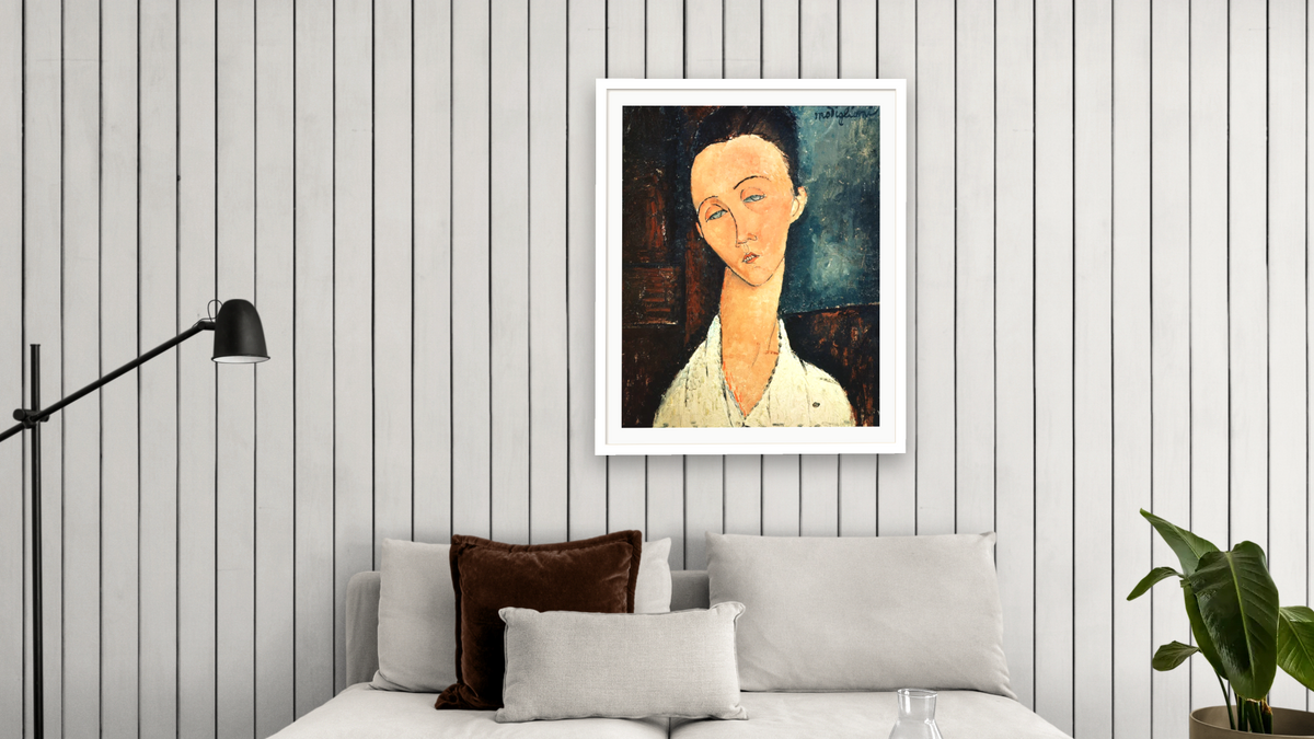 Portrait of Lunia Czechowska by Amedeo Modigliani, shown at 32 × 40 in (81.3 × 101.6 cm) in Arber Natural, living