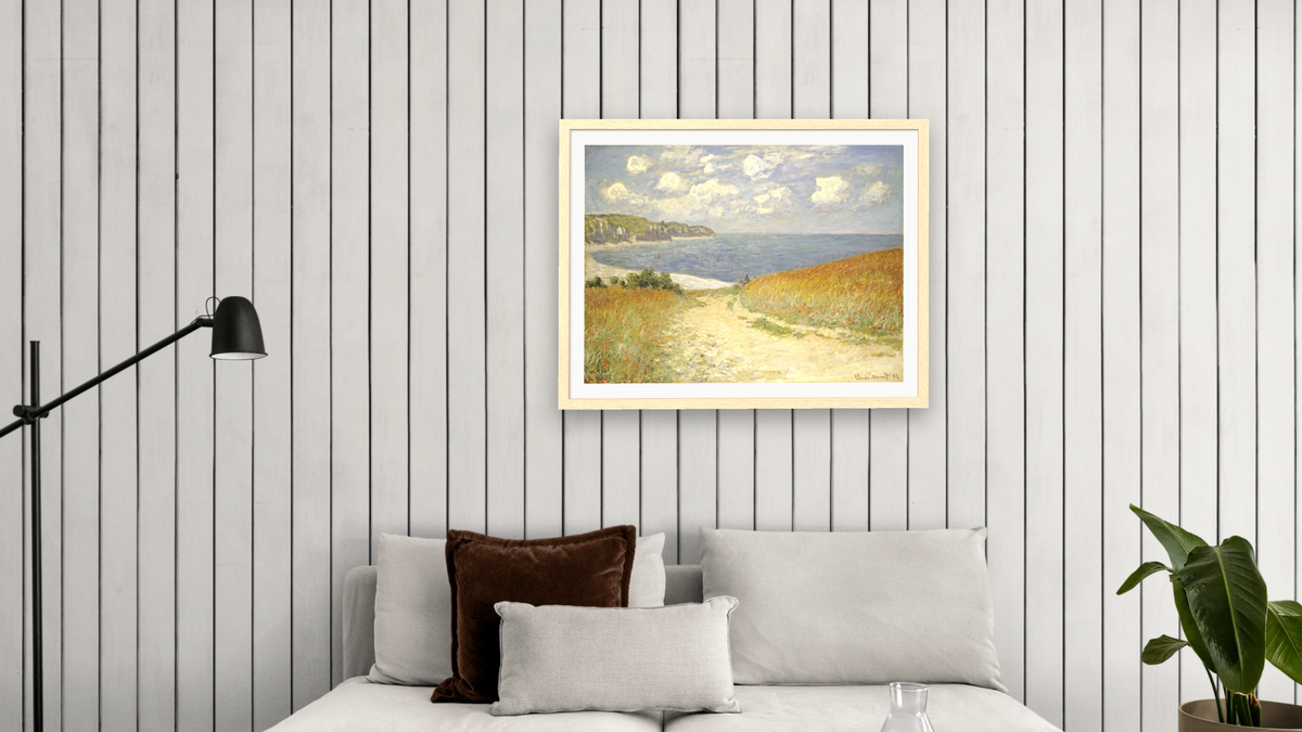Path In The Wheat at Pourville by Claude Monet, shown at 30 × 40 in (76.2 × 101.6 cm) in Arber Natural, living