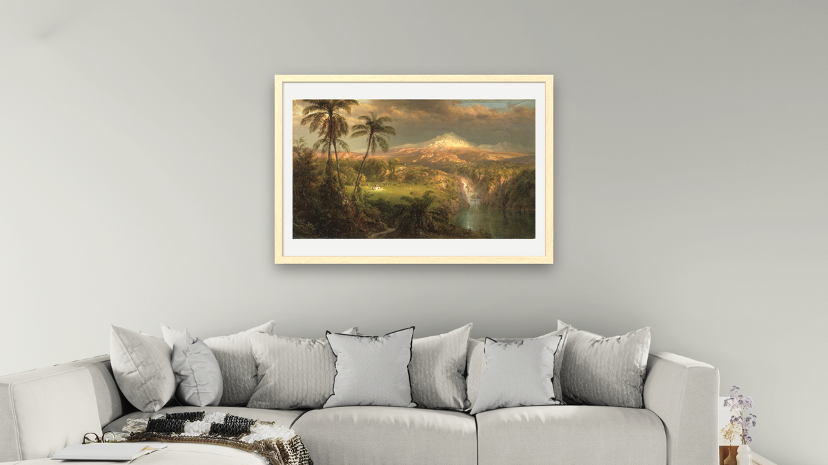 Passing Shower in the Tropics by Frederic Edwin Church, shown at 28 × 42 in (71.1 × 106.7 cm) in Arber Natural, living