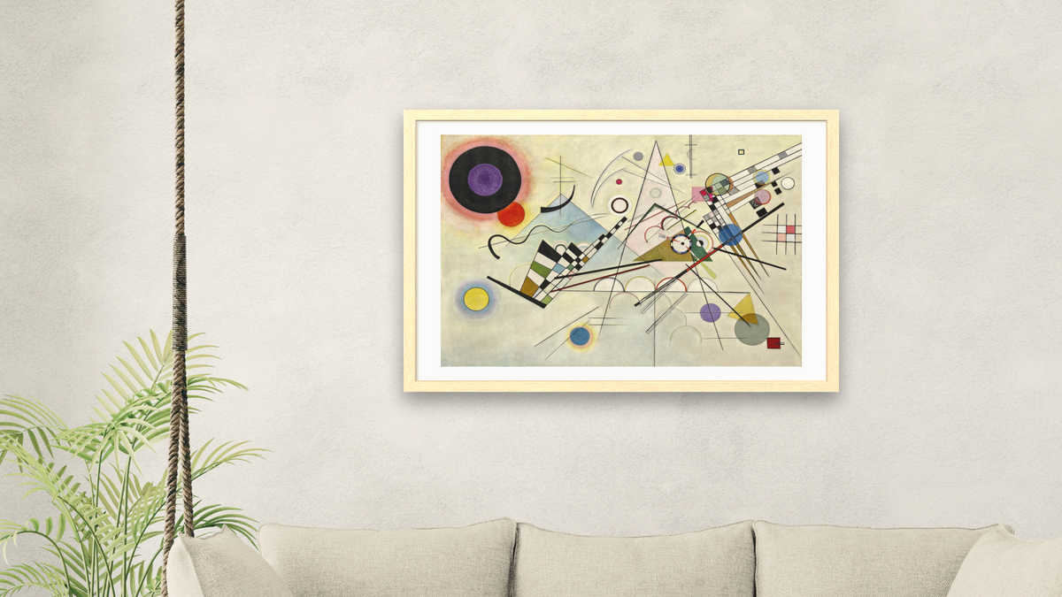 Composition 8, shown at 28 × 42 in (71.1 × 106.7 cm) in Arber Natural, living