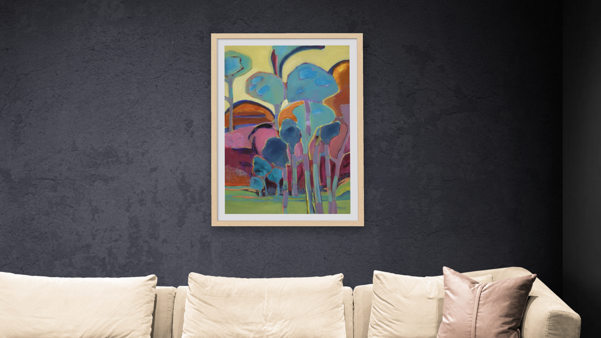 Arboretum by Diane Boone, shown at 28 × 42 in (71.1 × 106.7 cm) in Arber Natural, living