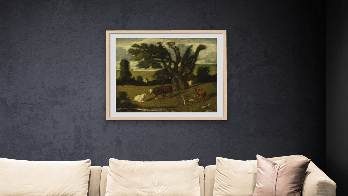 Pastoral Study by Albert Pinkham Ryder, shown at 32 × 40 in (81.3 × 101.6 cm) in Arber Natural, living