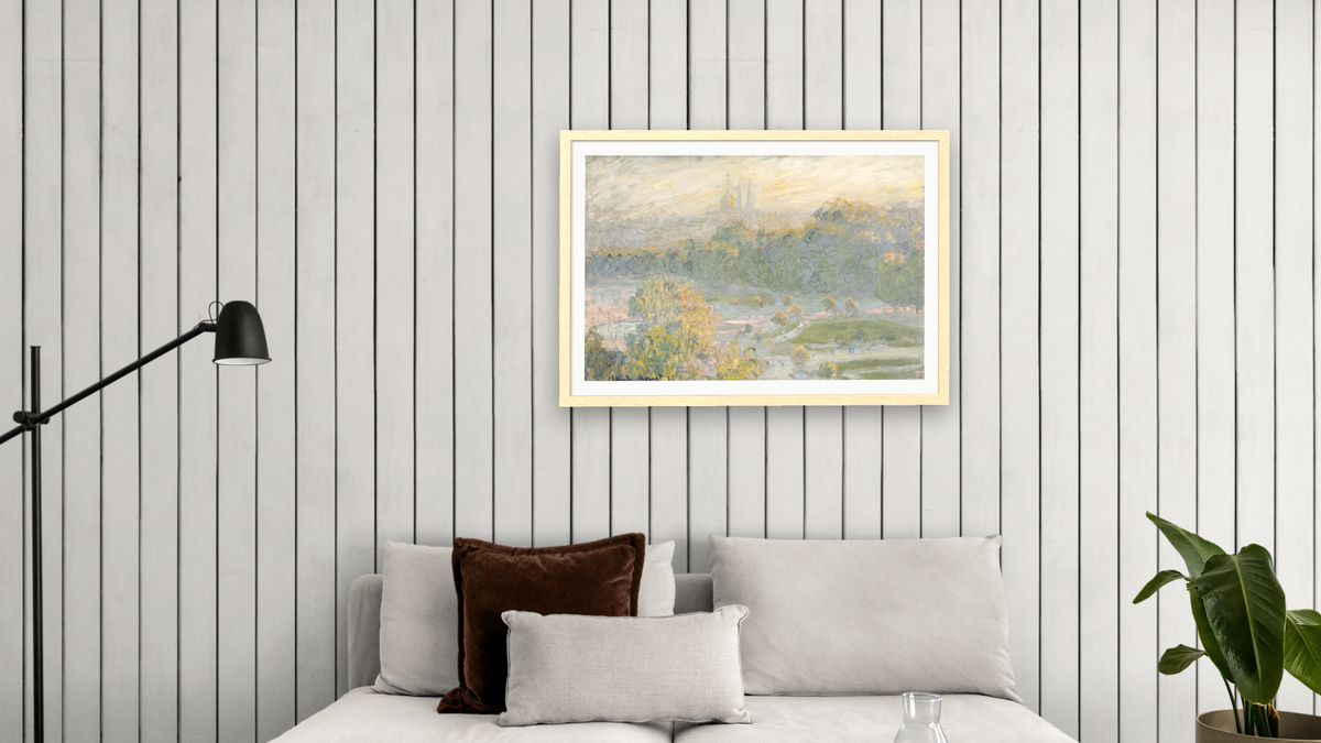 The Tuileries (study) by Claude Monet, shown at 28 × 42 in (71.1 × 106.7 cm) in Arber Natural, living