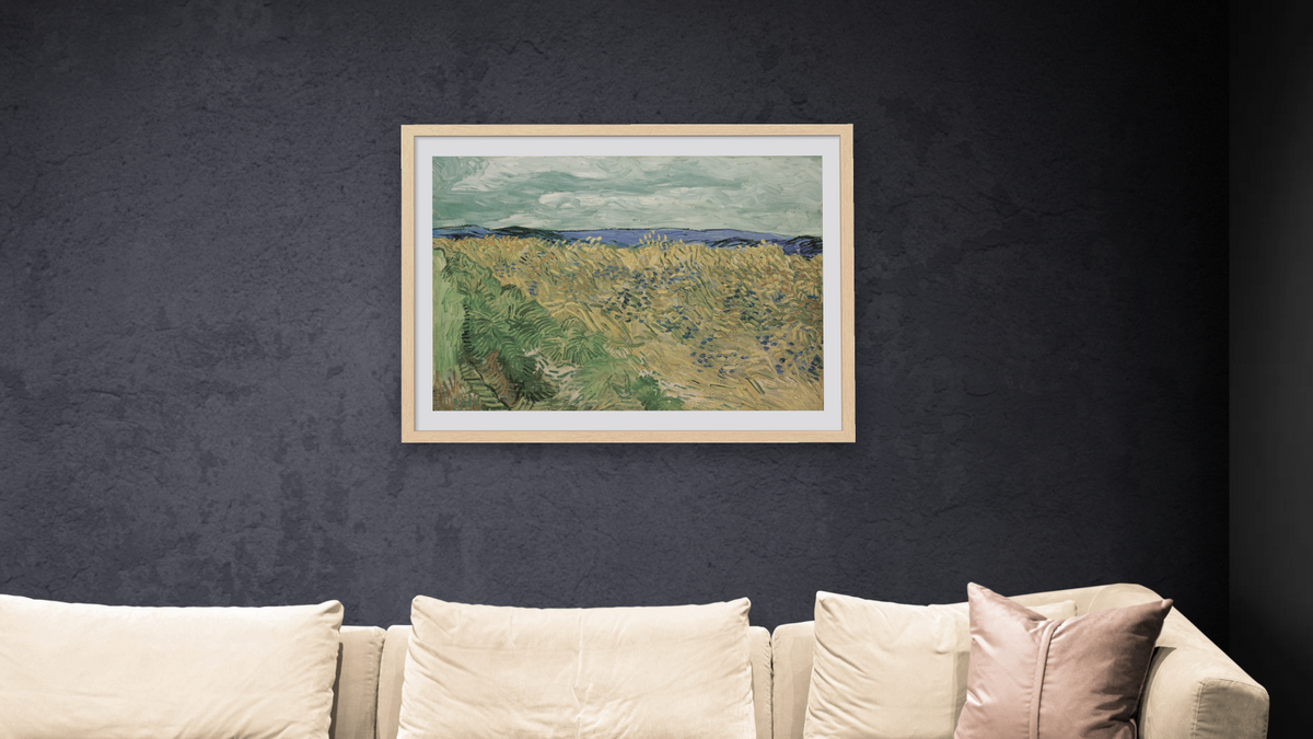Wheatfield With Cornflowers by Vincent van Gogh, shown at 30 × 40 in (76.2 × 101.6 cm) in Arber Natural, living