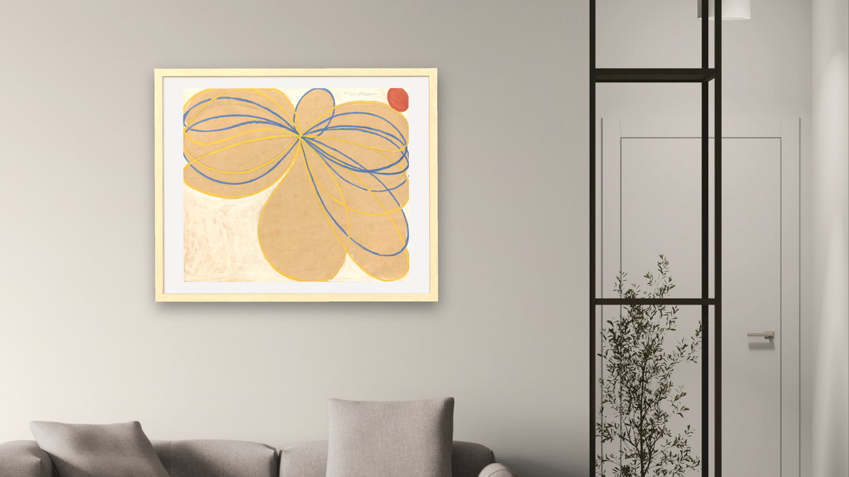 Group V, The Seven-Pointed Star, No. 1 (WUS/Seven-Pointed Star Series) by Hilma af Klint, shown at 32 × 40 in (81.3 × 101.6 cm) in Arber Natural, living