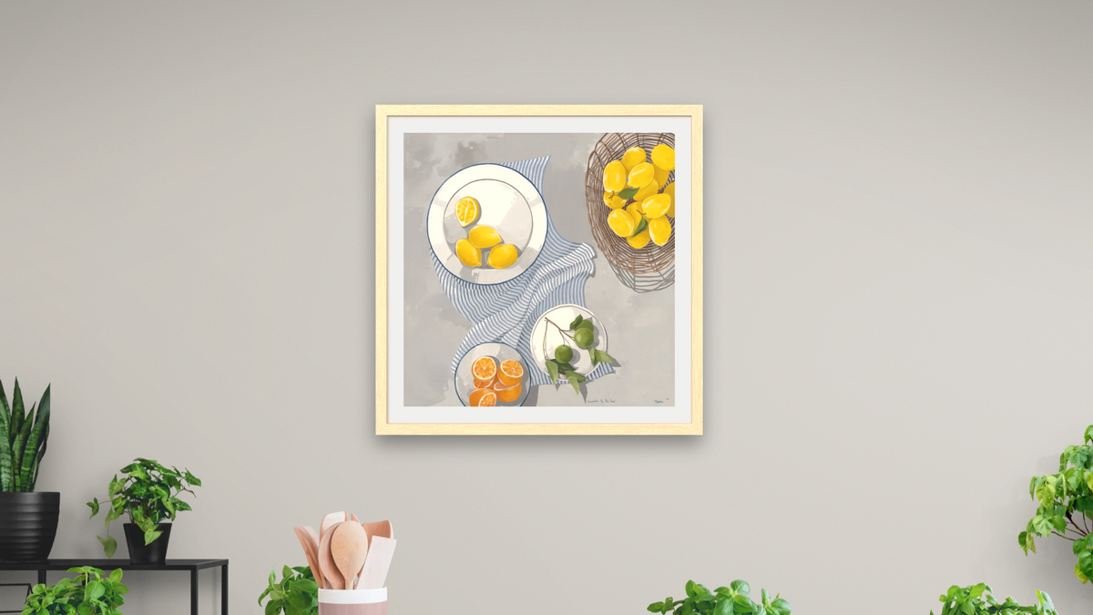 Sweeter By the Hour by Catherine Gerke, shown at 32 × 32 in (81.3 × 81.3 cm) in Arber Natural, dining